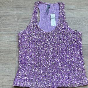 Anthropologie Pink Lilac Sequin Tank Top